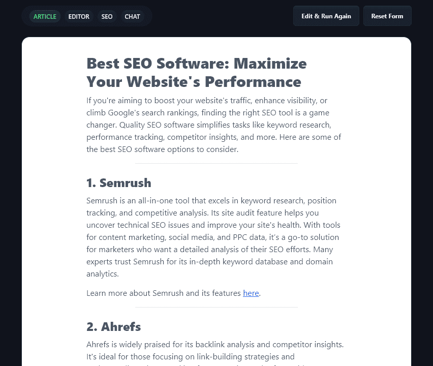The Start of a Listicle (List Article) Generated by the RightBlogger Listicle Writer Tool