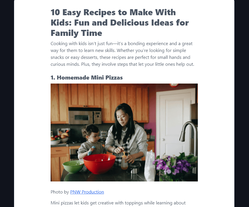 Images Included in an Article Generated by the Listicle Writer Tool