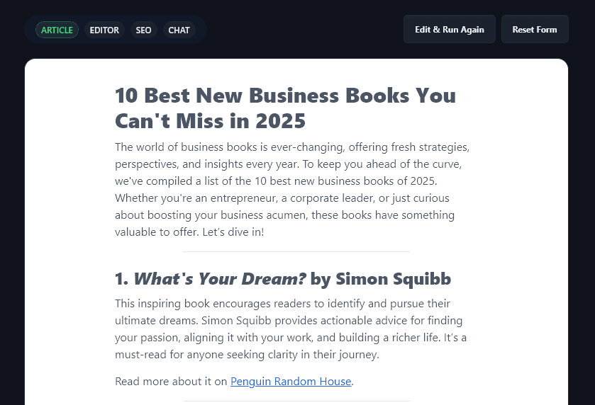 Including Realtime Knowledge in an Article Generated by the Listicle Writer Tool