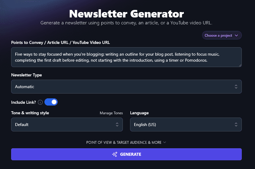 Listing Points to Convey for the Newsletter Generator to Incorporate in the Newsletter