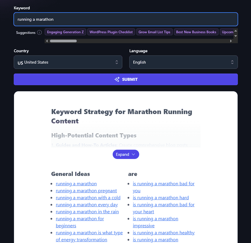 Viewing Your Results for the People Also Ask Tool