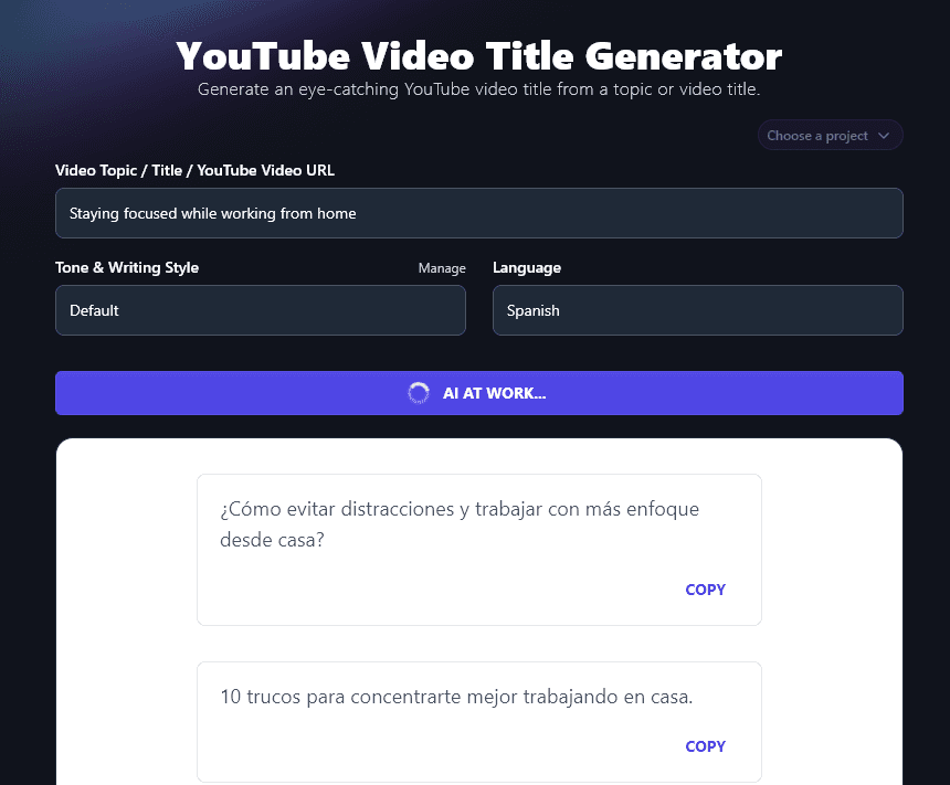 Using Spanish for the Titles Generated By the AI YouTube Video Title Generator