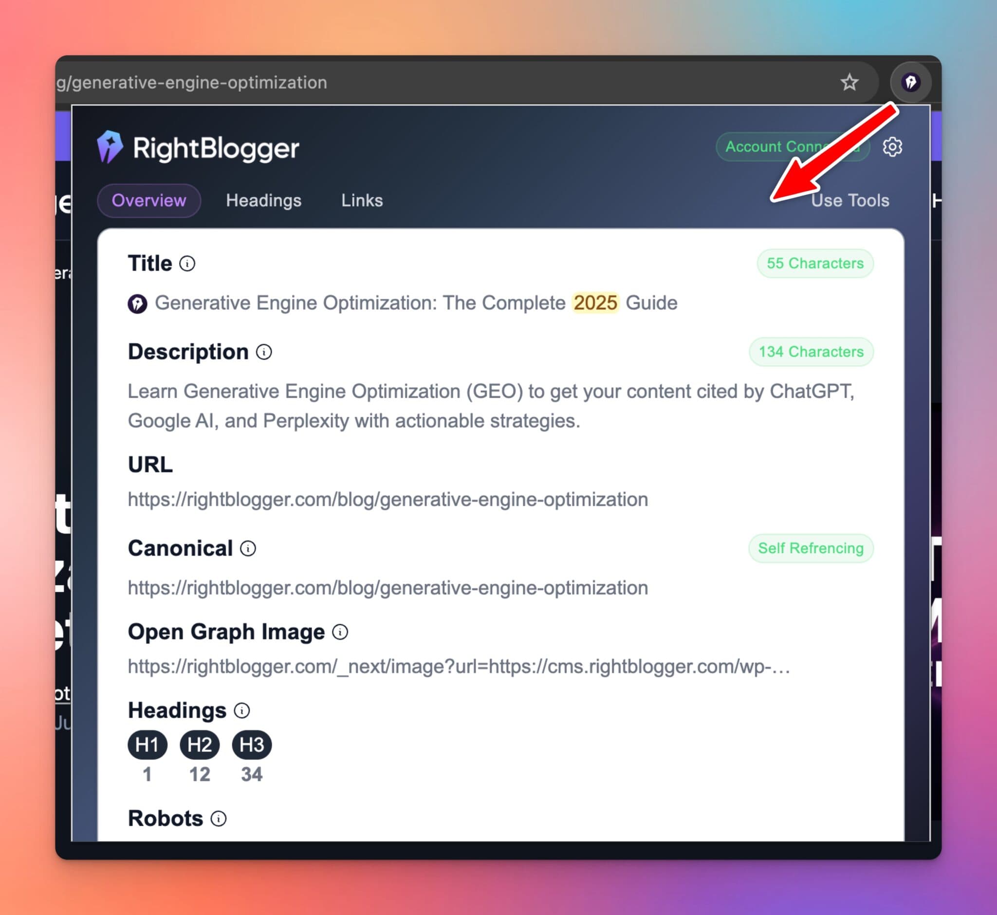 RightBlogger Chrome Extension