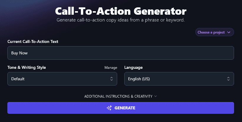 Entering Your Current CTA into the Call-to-Action Generator