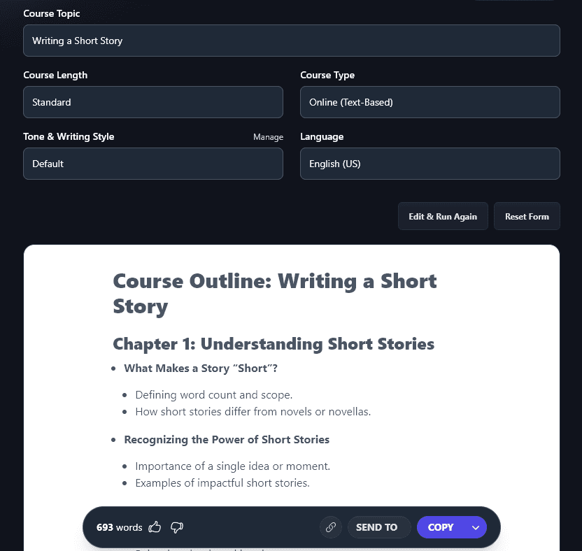 The Start of a Generated Course Outline (Created by the Course Outline Tool)