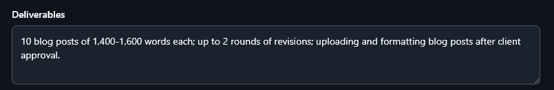 Giving a Detailed Version of Your Deliverables to the Freelance Contract Generator