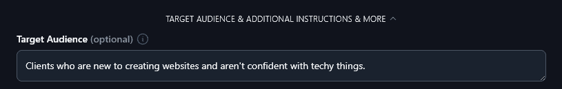 Describing Your Target Audience for the Freelance Contract Generator