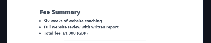 Your Fee Appears In Your Generated Proposal Exactly as You Entered It