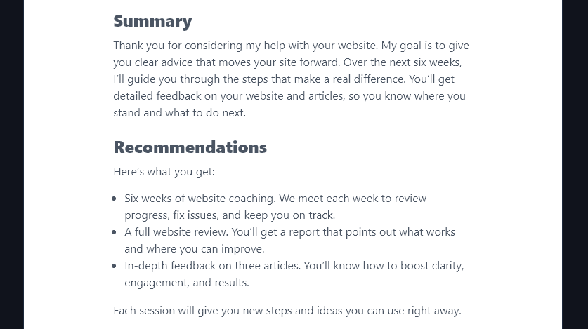 The AI May Expand on Your Deliverables to Give Your Prospect More Information