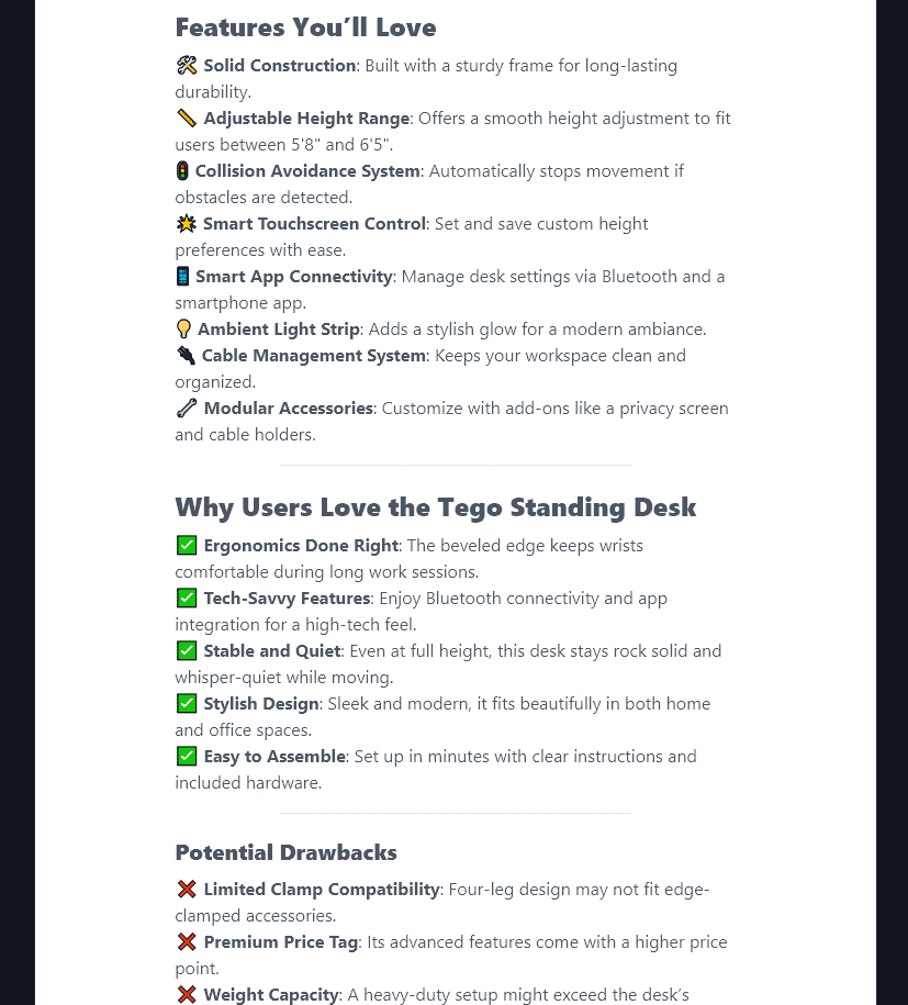 The Product Description Generator Has Followed Our Advanced Instructions to Use Emojis Instead of Bullet Points