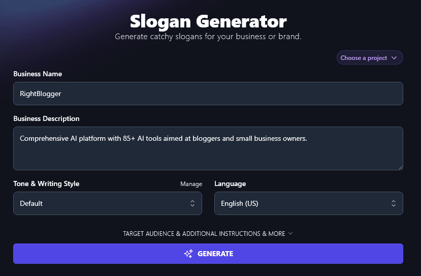 Type or Paste a Description of Your Business Into the AI Slogan Generator