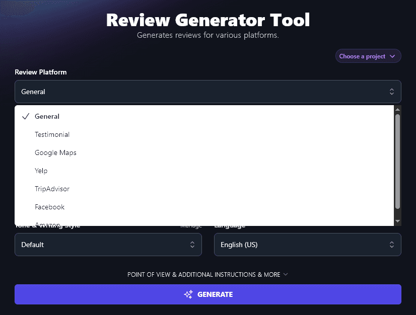 Selecting a Review Platform for Use With the Review Generator Tool