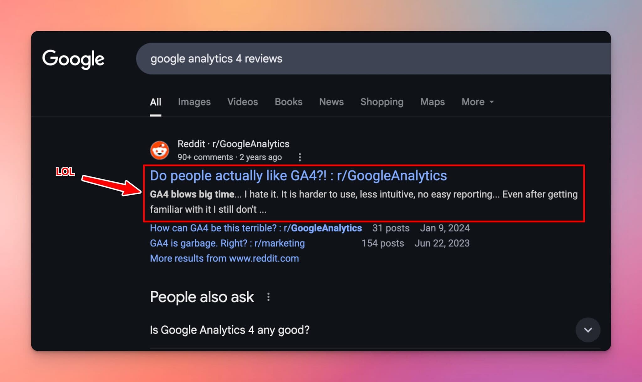 Google Analytics 4 Reviews Screenshot