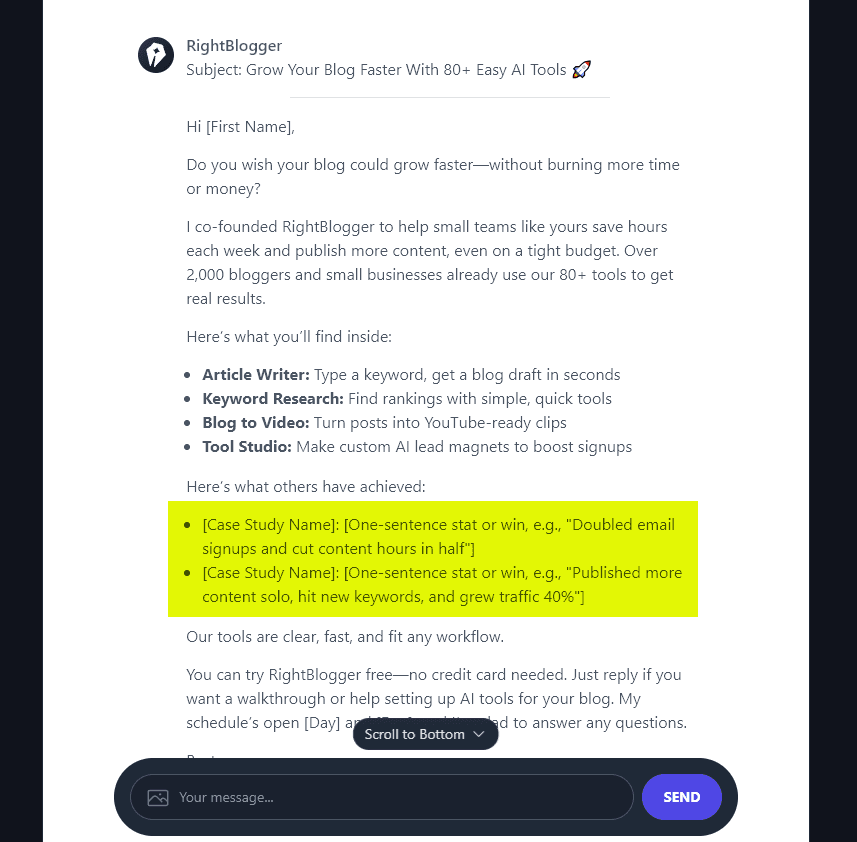 Using the Chat Tool Within the Cold Email Generator