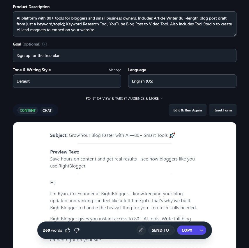 Generating Your Cold Email With the AI Cold Email Generator