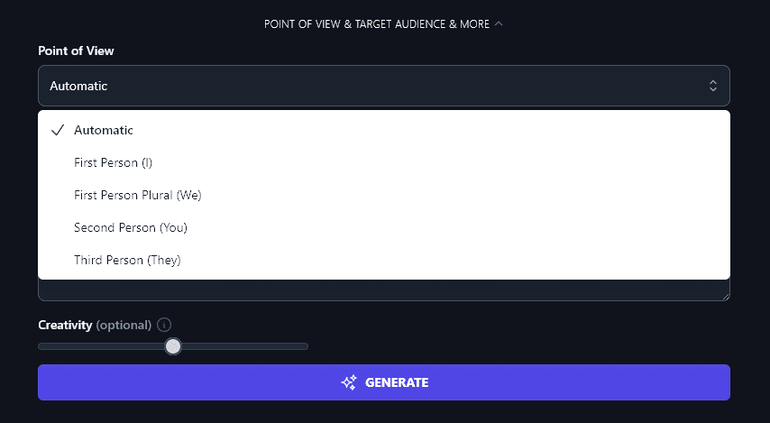 Selecting a Point of View in the Cold Email Generator
