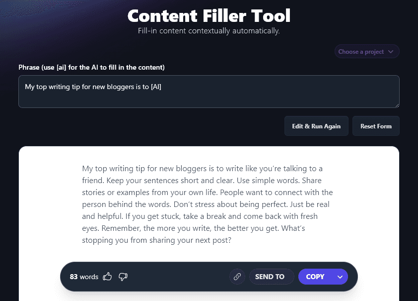 An Example of the Output Produced by the AI Content Filler