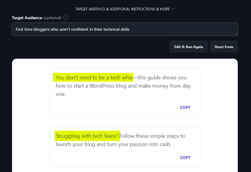 The AI Hook Generator Has Considered the Target Audience When Creating Hooks