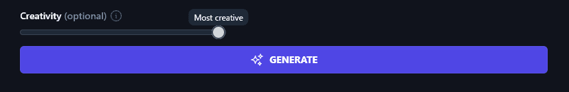Setting the Creativity Slider to Most Creative in the Improve Writing Tool