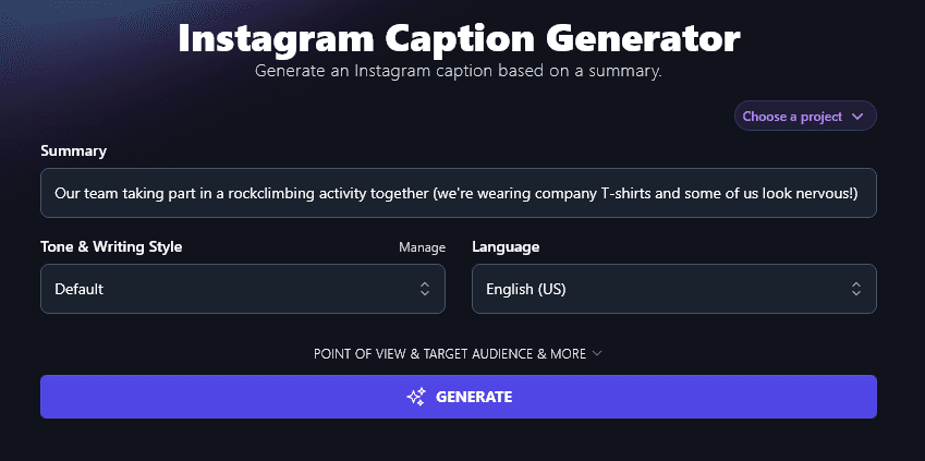 Entering a Detailed Description of Your Photo Into the AI Instagram Caption Generator