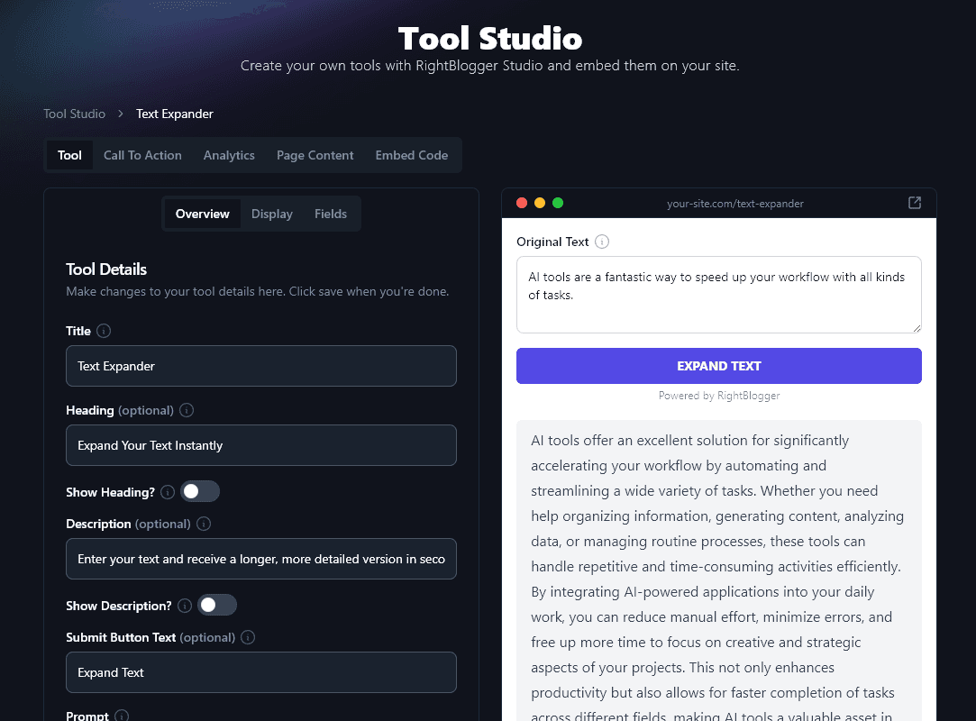 Trying Out the New Text Expander Lead Magnet in the RightBlogger Tool Studio