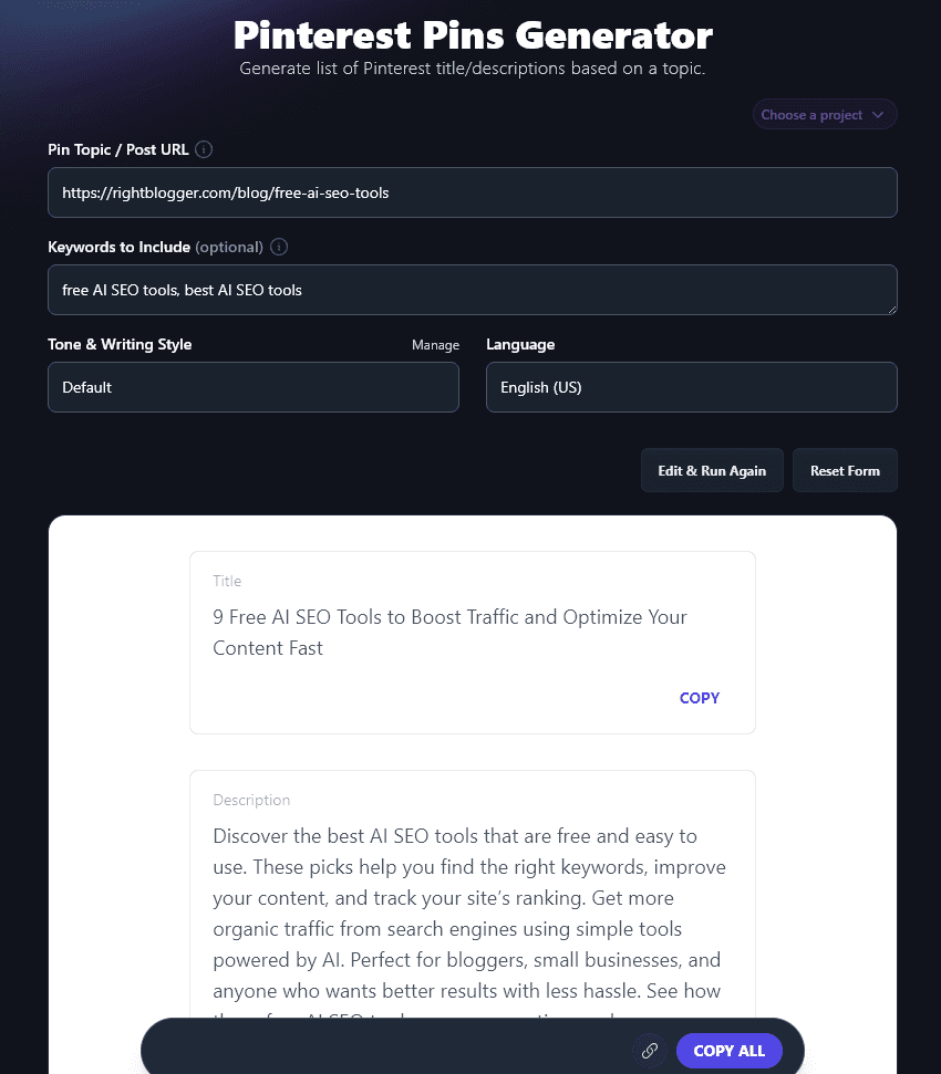Generating a List of Pins With the Pinterest Pin Generator