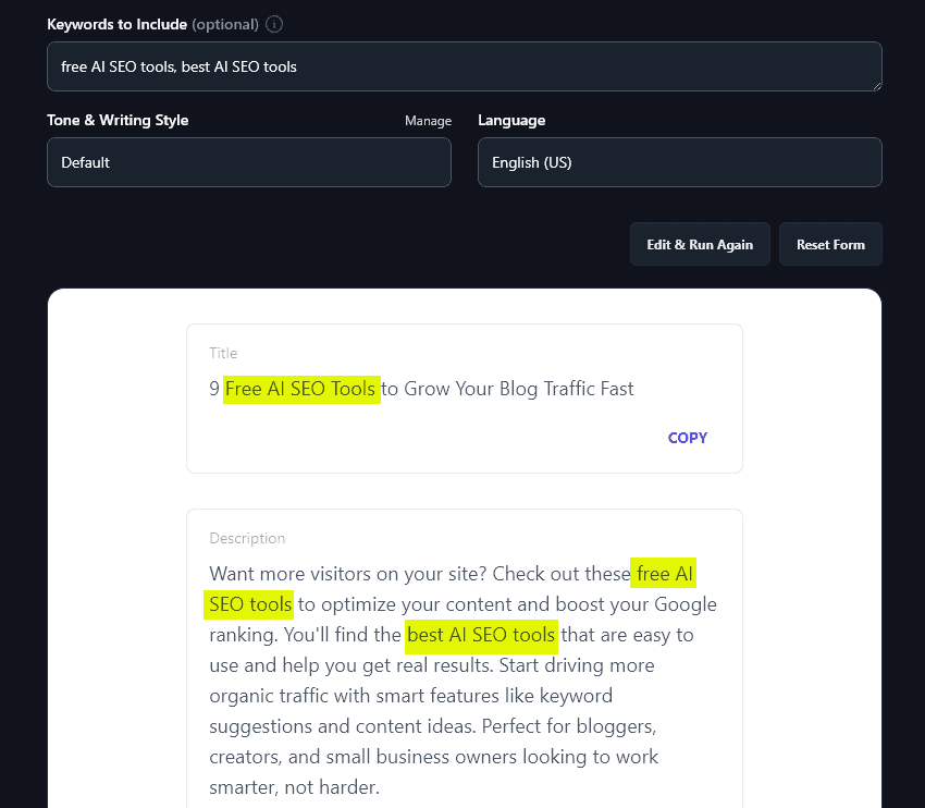 The Pinterest Pin Generator has Incorporated the Specified Keywords in the Title and Description for the Pin