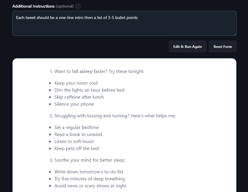 Giving Additional Instructions to the Tweet Generator