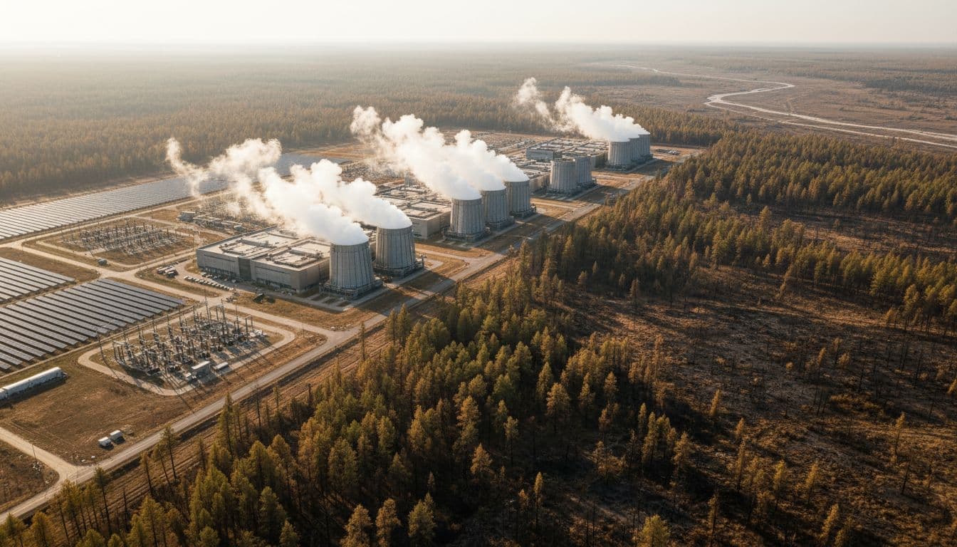 Server farm next to forest (AI Image)