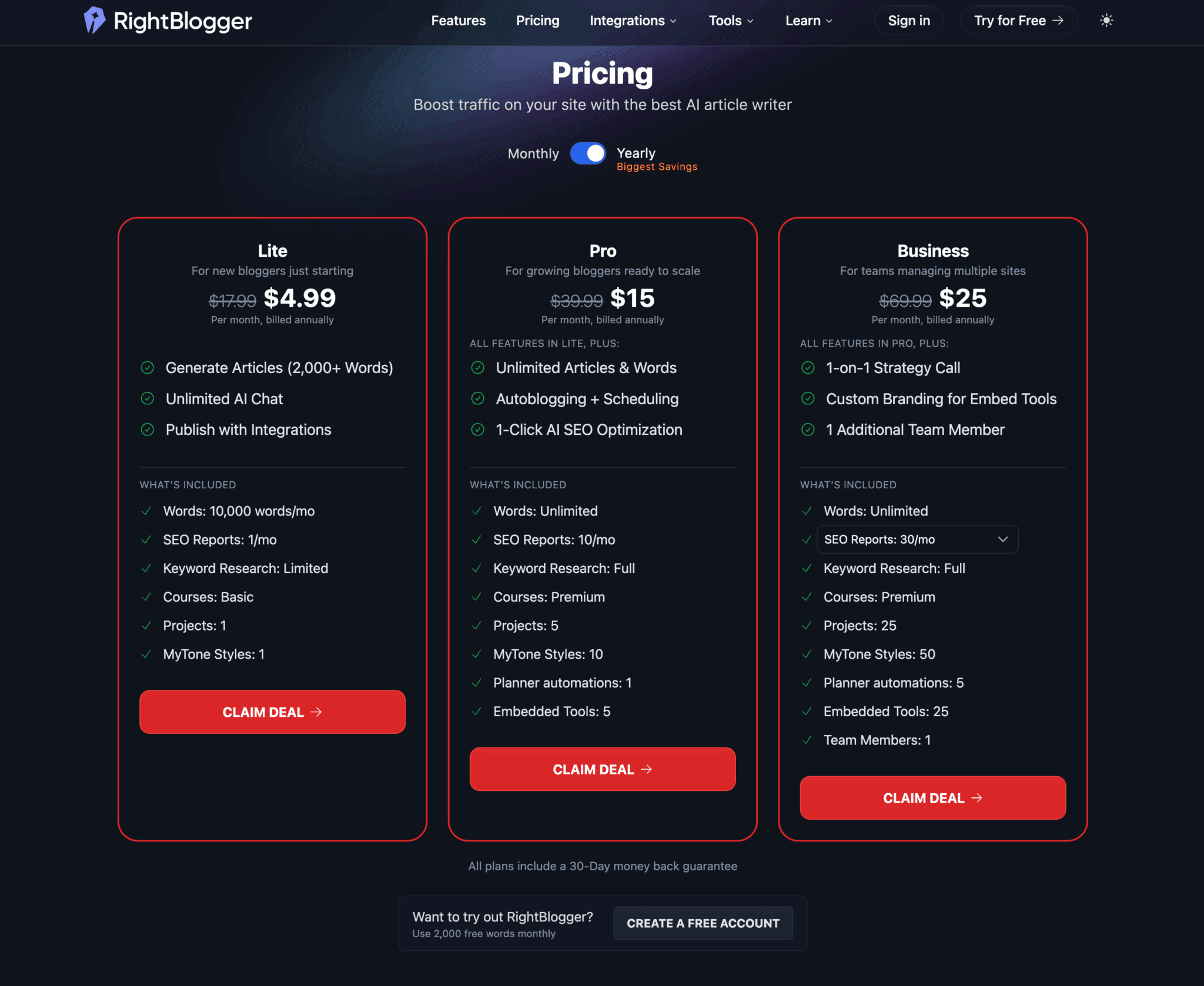 RightBlogger Autoblogging Pricing and Comparison