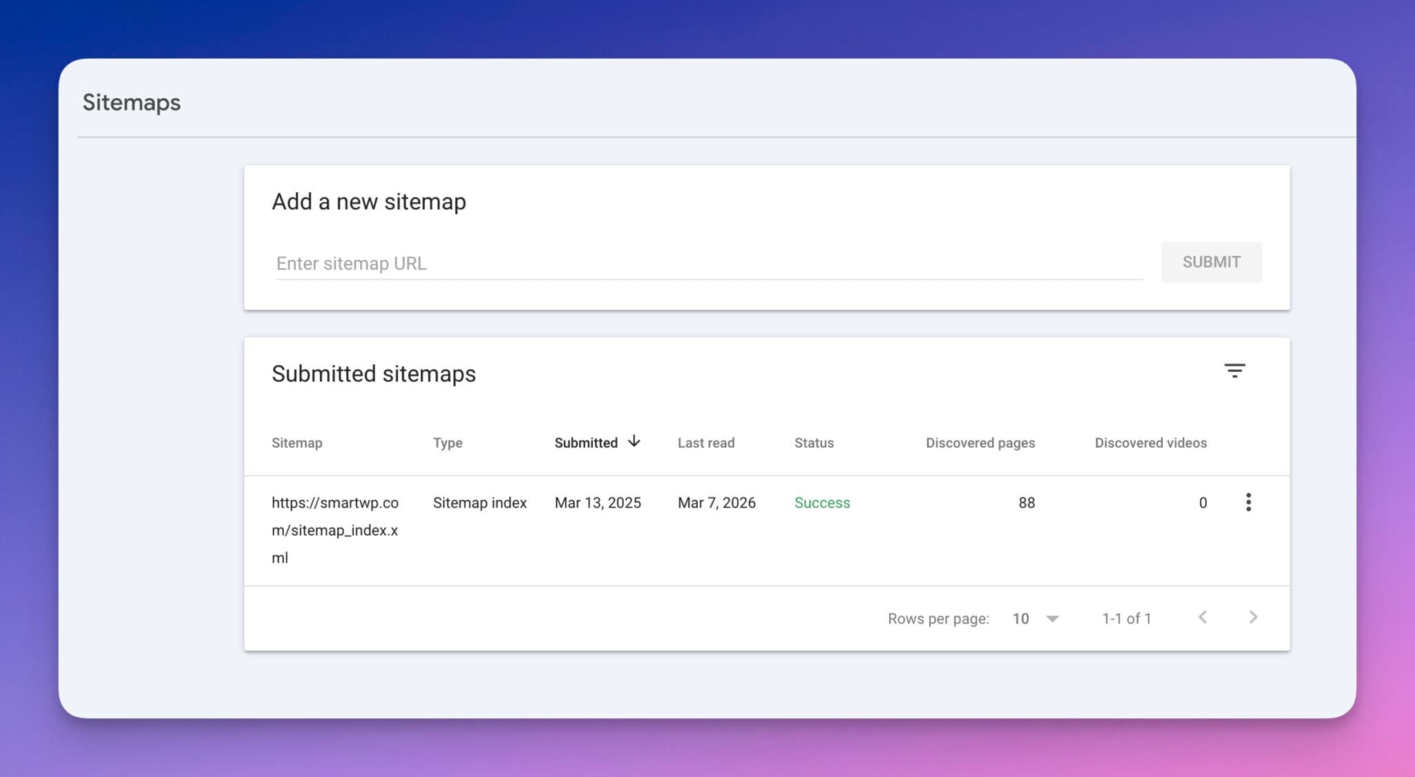 Submitting a sitemap to Google Search Console