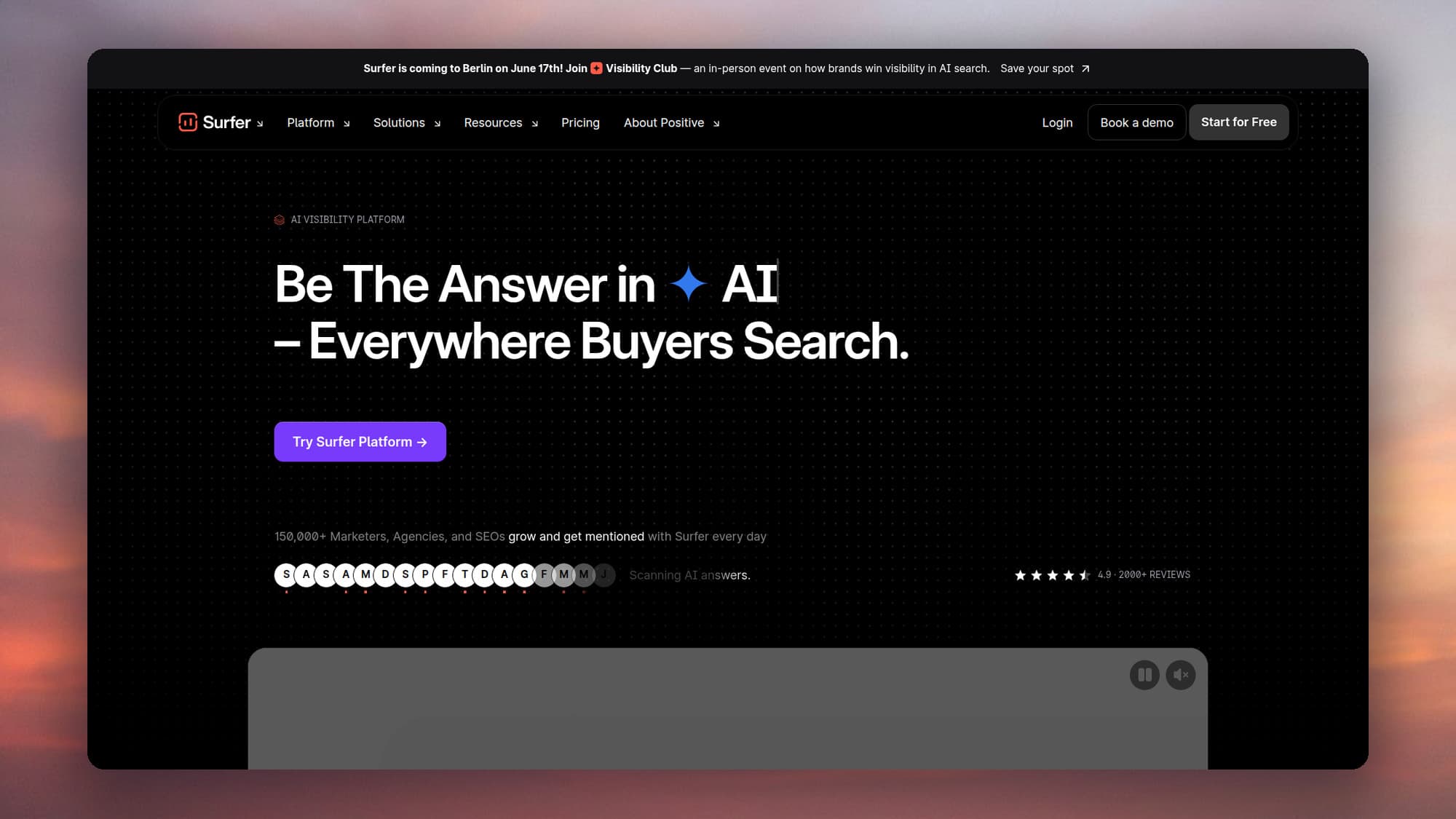 Surfer SEO homepage